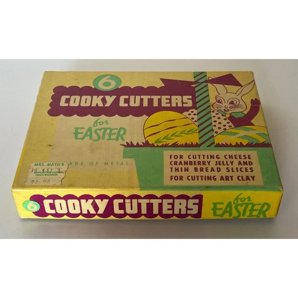Vintage Easter Cookie Cutters Set | 1940s–1950s Metal Bunny Swan Bird Cross - Picture 2 of 7